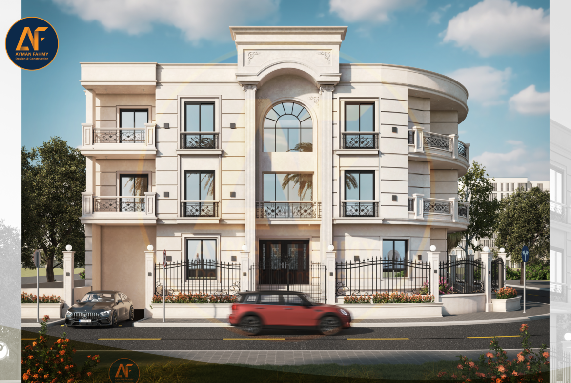 تصميم واجهة فيلا خارجية بالطراز الكلاسيك