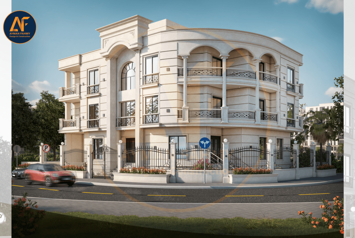 تصميم واجهة فيلا خارجية بالطراز الكلاسيك